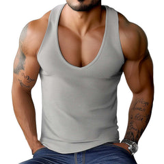 Men's Summer Basic Solid Color Deep V-Neck Tank Top MTA0779D0U