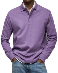 Stylish Red Long-Sleeve Polo Shirt For Men