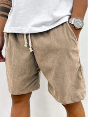 Men's Casual Corduroy Shorts with Adjustable Drawstring for Summer and Spring