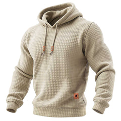 Men's Quilted Waffle Outdoor Sports Solid Color Long Sleeve Daily Tops Hoodie