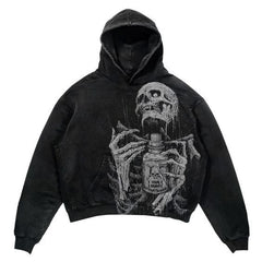 Skull Lightning Graphic Hoodie - Perfect for Edgy Streetwear Enthusiasts