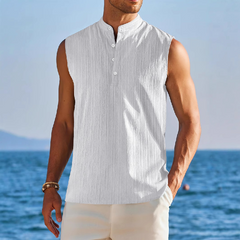 Men's Stand Collar Solid Color Sleeveless Tank Tops MTA0752D2X