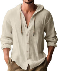 Stylish Men's Casual Button-Up Hoodie Shirt for Summer Beach Outfits