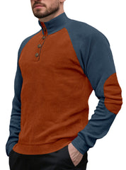 Stylish Color-Block Henley Pullover for Men - Perfect for Casual and Outdoor Activities