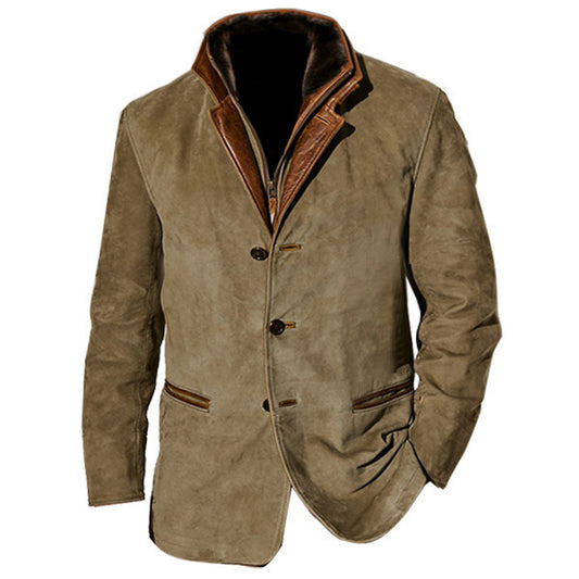 Stylish Brown Blazer with Detachable Collar for Men - Perfect for Casual and Formal Occasions