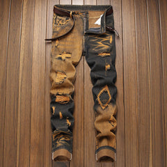 Distressed Denim Jeans With Unique Ripped Design For Men