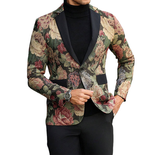 Men's Floral Jacquard Casual Blazer MTA2867C1X