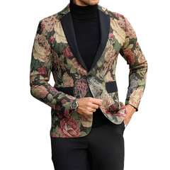 Men's Floral Jacquard Casual Blazer MTA2867C1X