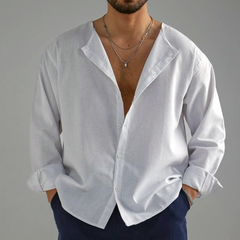 Men's Solid Loose Round Neck Long Sleeve Shirt MTA0141D0Z