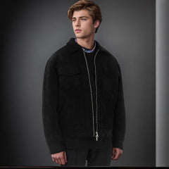 Stylish Gray Jacket with Zipper Closure and Functional Pockets