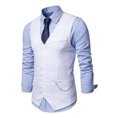 Men's Plain Print V-Neck Dress Vest 94317846M