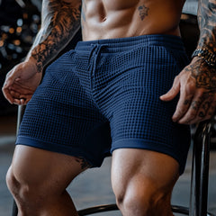 Men's Oversized Stretch Waffle Athletic Fitness Shorts Casual Comfort Everyday Basic Shorts
