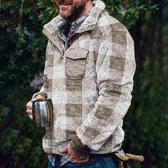 Plaid Half-Zip Pullover Jacket for Outdoor Adventures