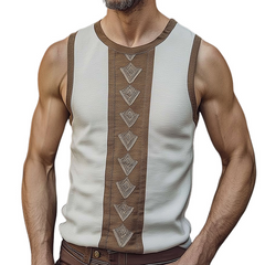 Men's Retro Casual Stitching Ethnic Style Printed Tank Top MTA3137C4TO