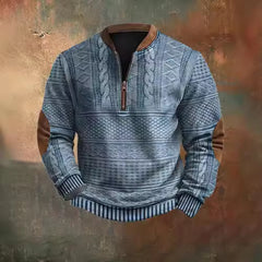 Stylish Cable Knit Quarter-Zip Sweater For Men - Perfect For Casual And Outdoor Wear