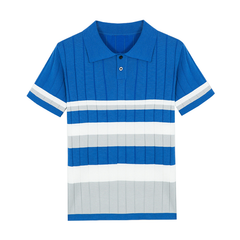 Men's Classic Casual Contrast Color Stitching Knitted Slim Short-sleeved POLO Shirt MTA1953C7K