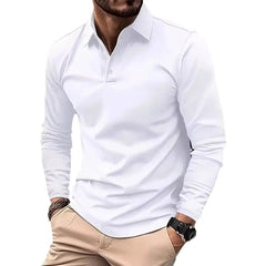 Men's Stylish Long Sleeve Polo Shirt - Perfect For Casual And Formal Occasions