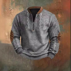 Stylish Cable Knit Quarter-Zip Sweater For Men - Perfect For Casual And Outdoor Wear