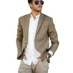 Men's Khaki Blend Two-Button Blazer MTA1951C5U