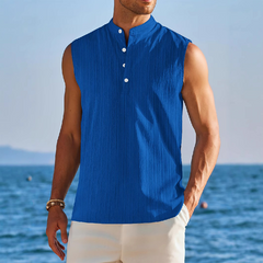 Men's Stand Collar Solid Color Sleeveless Tank Tops MTA0752D2X