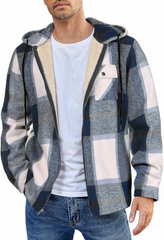Flannel European And American Men's Jacket 2024 New Amazon Long-sleeved Hooded Plus Velvet Loose Men's Casual Jacket