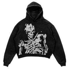 Skull Lightning Graphic Hoodie - Perfect for Edgy Streetwear Enthusiasts