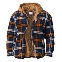 Plaid Hooded Jacket With Quilted Lining - Perfect For Outdoor Adventures