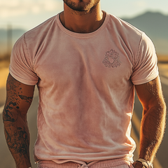 Men's Spring Fashion Casual Slim Embroidered Suede Short Sleeve T-shirt Shorts Set MTA3131C3K