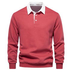 Classic Navy Blue Polo Shirt for Men - Stylish and Comfortable Long Sleeve Design