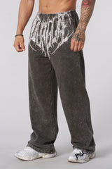 Bold Graphic Print Wide-Leg Pants for Men - Perfect for Streetwear and Casual Outfits