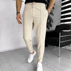 Men's Stylish Slim Fit Tapered Pants with Adjustable Waistband for Casual and Formal Wear