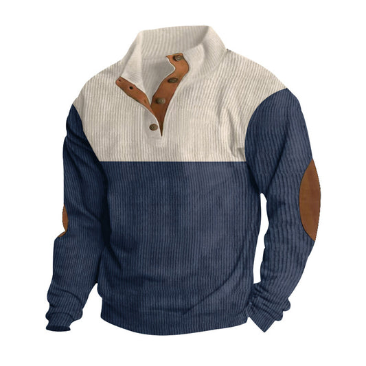 Stylish Color-Block Pullover Sweater for Men - Perfect for Casual and Outdoor Wear
