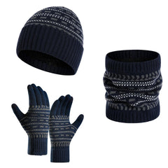 Men's Warm Knitted Hat, Scarf And Gloves Three-piece Set 65725898F