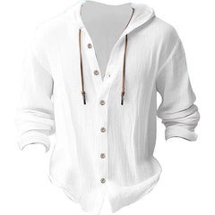 Stylish Men's Casual Button-Up Hoodie Shirt for Summer Beach Outfits