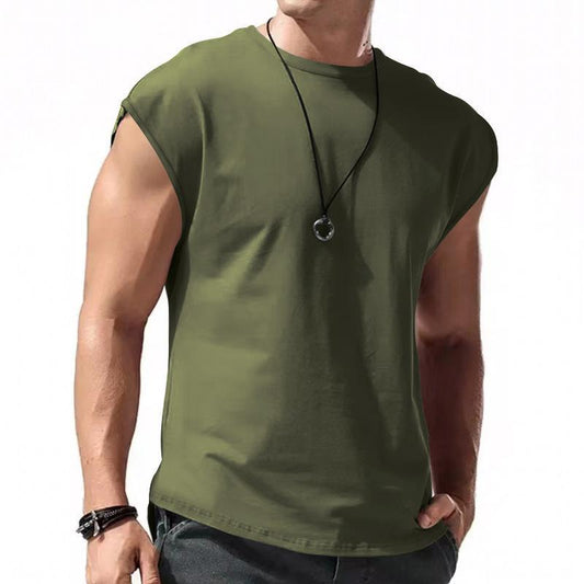 Men's Solid Loose Sleeveless Sports T-shirt 64307072Z