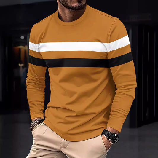 Stylish Long Sleeve T-Shirt with Striped Design for Men