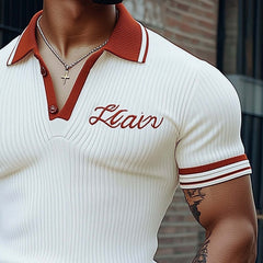 Men's Summer Polo Collar Fashion Knitted Short Sleeve T-Shirt MTA3135C9U