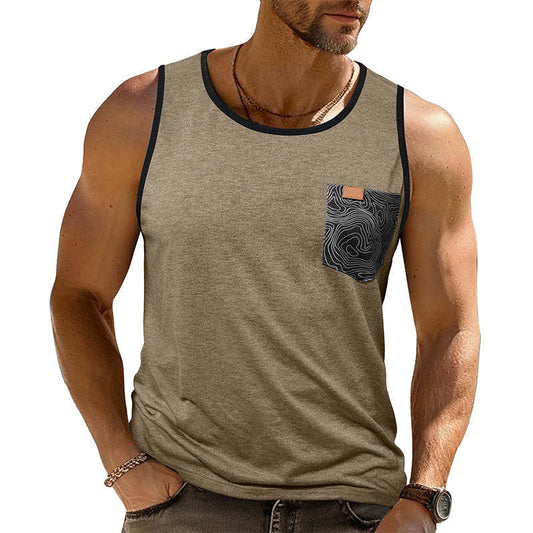 Men's Contrast Color Crew Neck Tank Top MTA1830C1X