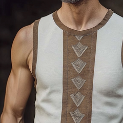 Men's Retro Casual Stitching Ethnic Style Printed Tank Top MTA3137C4TO