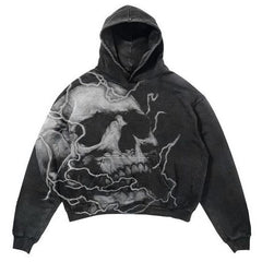 Skull Lightning Graphic Hoodie - Perfect for Edgy Streetwear Enthusiasts