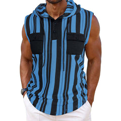 Men's Casual Striped Sleeveless Hooded Tank Top MTA0708D5X