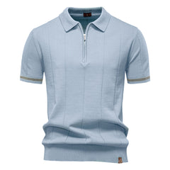 Men's Business Casual Woolen Polo Shirt Lapel Knitted Polo Shirt Short-sleeved