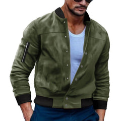 Stylish Men's Bomber Jacket With Zippered Sleeve Pocket