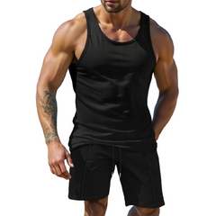 Men's Casual Solid Color Tank Top Shorts Two-Piece Set MTA0714D8X