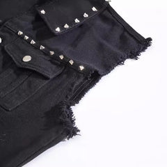 Edgy Rivet-Embellished Denim Vest for Men - Perfect for Urban Style and Casual Wear