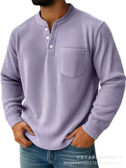 Men's Casual Henley Shirt With Chest Pocket - Perfect For Everyday Wear