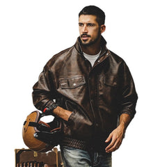 Stylish Brown Leather Jacket for Men - Perfect for Casual and Urban Looks