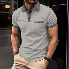 Men's Button Down Colorblock Sports Short Sleeve Polo Shirt 86428180X