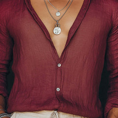 Men's Simple Solid Color Long Sleeve Shirt MTA1955C7P