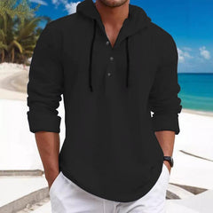 Men's Solid Loose Hooded Long Sleeve Casual Shirt 71828486Z